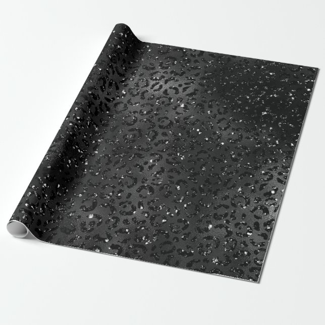 Papier Cadeau Cute Black Cheetah Leopard Peau Imprimer Animal (Déroulé)