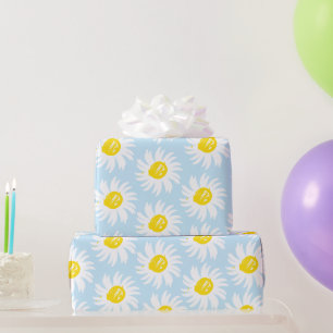 Papier Cadeau Cute bleu pâle marguerite motif floral ressort chi