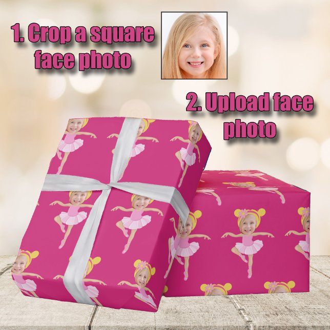 Papier Cadeau Cute Blonde Ballerina Girl Custom Kids Photo (Créateur téléchargé)