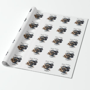Papier Cadeau Cute Blue Brown Race Monster Truck Kids' Birthday