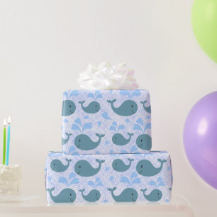 Papier Cadeau Cute Blue Whales Motif