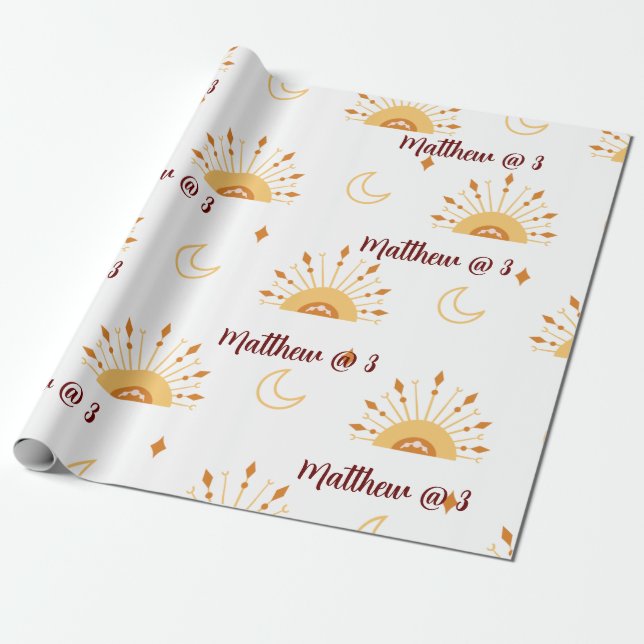Papier Cadeau Cute Boho Celestial Anniversaire de enfant Motif s (Déroulé)