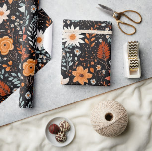 Papier Cadeau Cute Boho Flower Motif, Whimsical Floral Boho