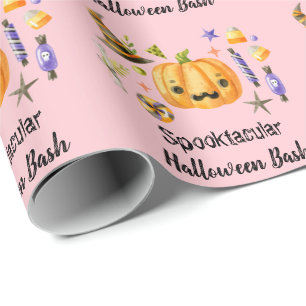 Papier Cadeau Cute Boo Citrouille Spotacular Halloween Bash Rose