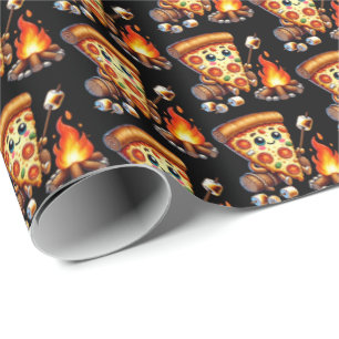 Papier Cadeau Cute carrelée pizza bonfire ou fête de camping