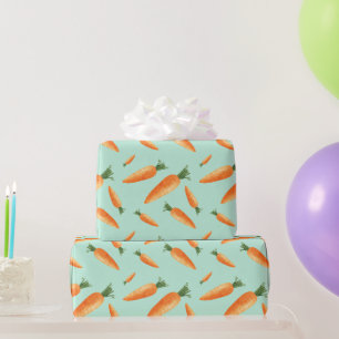Papier Cadeau Cute Carrot Love Motif Pastel Green