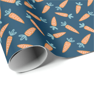 Papier Cadeau Cute Carrot Motif sur marine