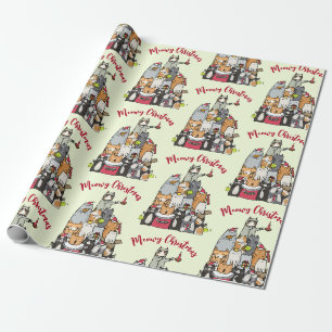 Papier Cadeau Cute Cartoon Chats Meow Noël