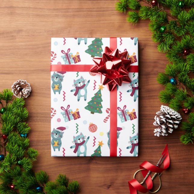 Papier Cadeau Cute Cats And Christmas (Cadeau de vacances)