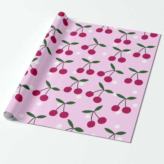 Papier Cadeau Cute Cherry Wrapping Paper (Déroulé)