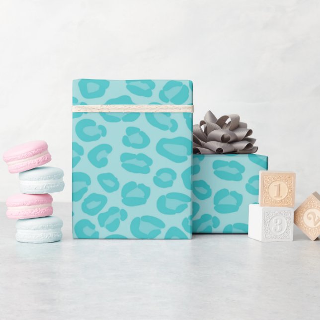 Papier Cadeau Cute Chic Turquoise Turquoise Animal Cheetah Impri (Baby Shower)
