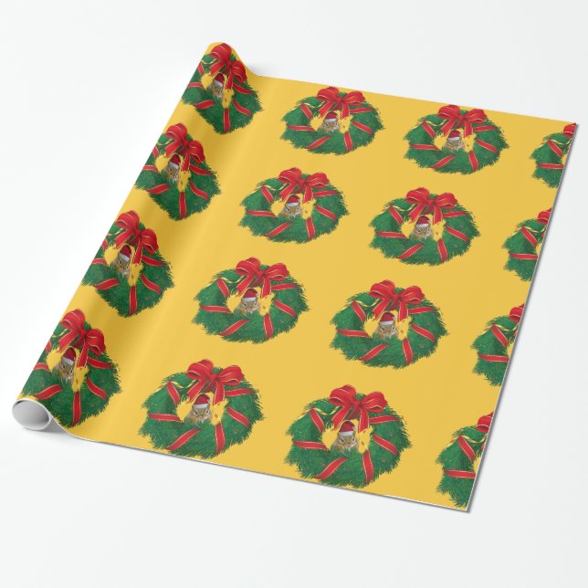 Papier Cadeau Cute Chipmunk couronne de Noël (Déroulé)