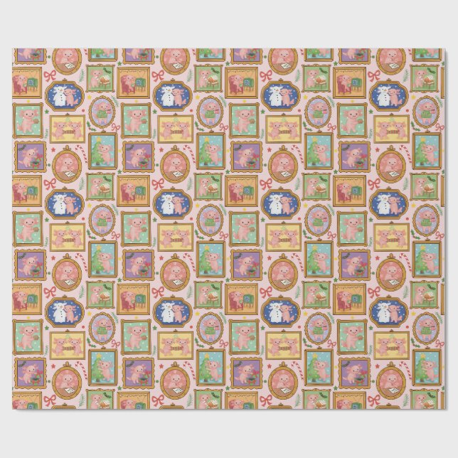 Papier Cadeau Cute Christmas coquette axolotl wrapping paper  (Plat)