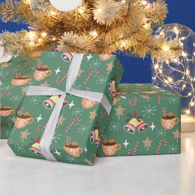 Papier Cadeau Cute Christmas Hot Cocoa Party Pattern (Vacances)