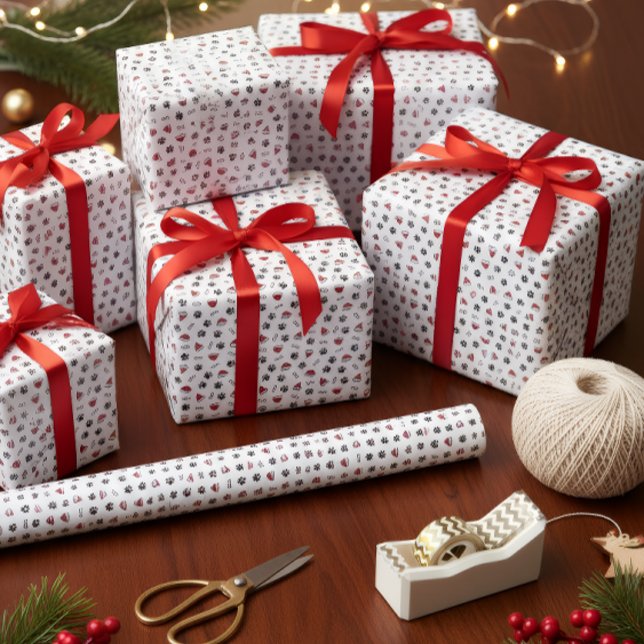 Papier Cadeau Cute Christmas Icons Seamless Wrapping Paper (Créateur téléchargé)