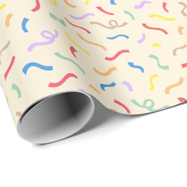 Papier Cadeau Cute Coloré Motif Confetti (Coin rond)