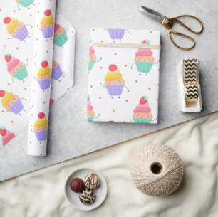 Papier Cadeau Cute Cupcakes Anniversaire Fun Fun Girly Love Hear