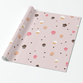 Papier Cadeau Cute Cupcakes Boulangerie Motif rose