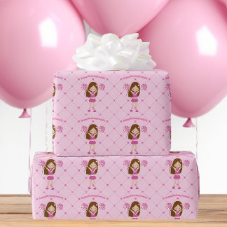 Papier Cadeau Cute Custom Pom-pom girl fille rose anniversaire