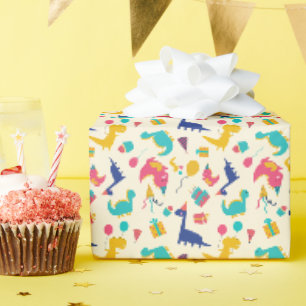 Papier Cadeau Cute Dinosaur Trois Rex Anniversaire de enfant Mot