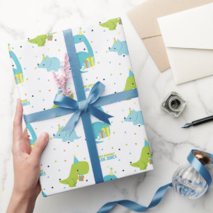 Papier Cadeau Cute Dinosaures Personnalisé