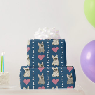 Papier Cadeau Cute dogs, Frenchie, hearts, and bones