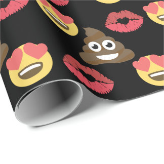 Papier Cadeau Cute Emoji en amour, Poop emoji & embrasser