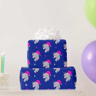 Papier Cadeau Cute et élégante licorne Père Noël motif