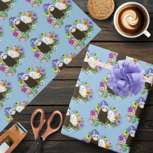 Papier Cadeau Cute Ferrets Floral