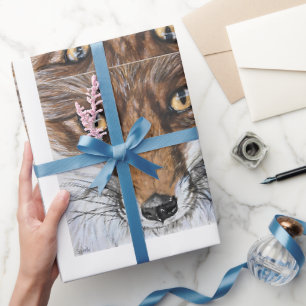 Papier Cadeau Cute Fox Wildlife Nature Portrait Aquarelle