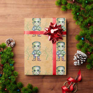 Papier Cadeau Cute Frankenstein Halloween Anniversaire