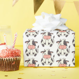 Papier Cadeau Cute Friendly Vache ferme animal