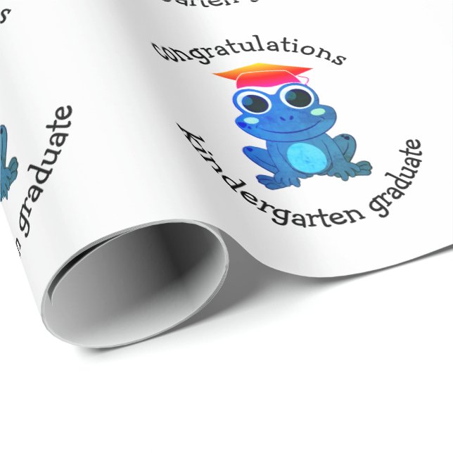 Papier Cadeau Cute Frog Custom Kindergarten Graduation (Coin rond)