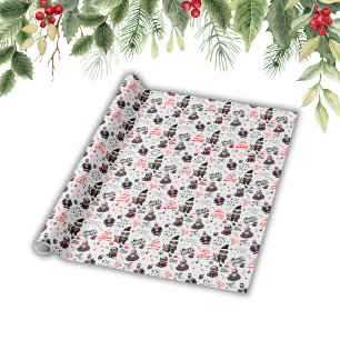 Papier Cadeau Cute Gangster Père Noël Joyeux Noël en blanc  
