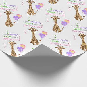 Papier Cadeau Cute Giraffe Jungle Animal fête d'anniversaire