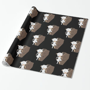 Papier Cadeau Cute Girl Mummy Coffin Halloween Design