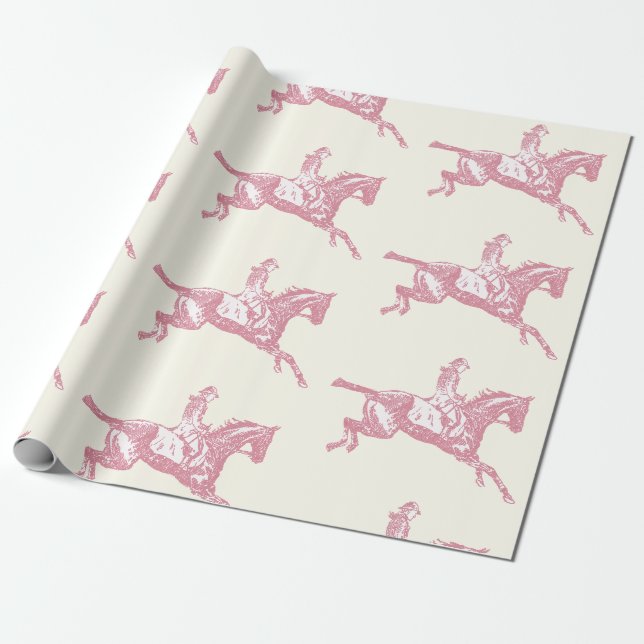 Papier Cadeau Cute Girly Rose Rose Or Équitation Équitation (Déroulé)
