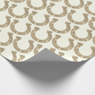 Papier Cadeau Cute Glam Horseshoe Gold White Parties scintillant