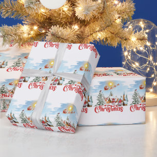 Papier Cadeau Cute Gnome, Bonhomme de neige célébrant les fêtes