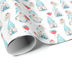 Papier Cadeau Cute Gnome Infirmière Docteur Personnel Médicale C