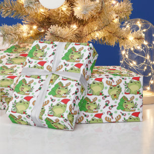 Papier Cadeau Cute Grenouille de Noël Kawaii Animal