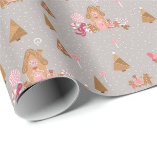 Papier Cadeau Cute Gris Rose Sucre de canne Pain d'épice Envelop