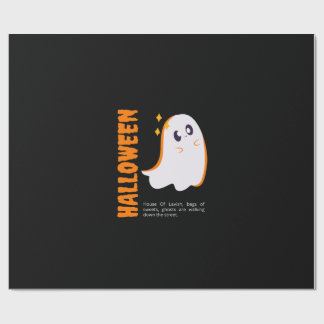 Papier Cadeau Cute Halloween Ghost Wrapping Paper - Black Spooky