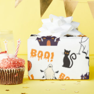 Papier Cadeau Cute Halloween Motif fantôme - Chats noirs Éffraya