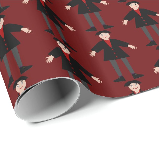 Papier Cadeau Cute Halloween Vampire Patterned (Coin rond)