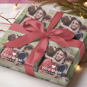Papier Cadeau Cute Heart Love You Maman Fête des Mères Photo