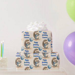 Papier Cadeau Cute Hedgehog Boys Personnalisé Anniversaire