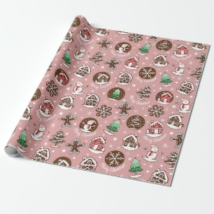 Papier Cadeau Cute Holiday Cookie Motif Noël Enveloppe cadeau de