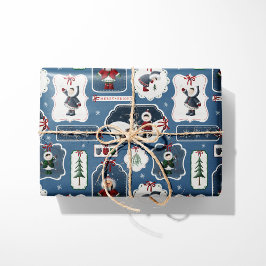 Papier Cadeau Cute Holiday Eskimo Tags Blue