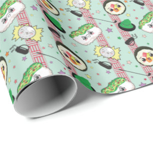 Papier Cadeau Cute Japonais Sushi Lover Motif de golf